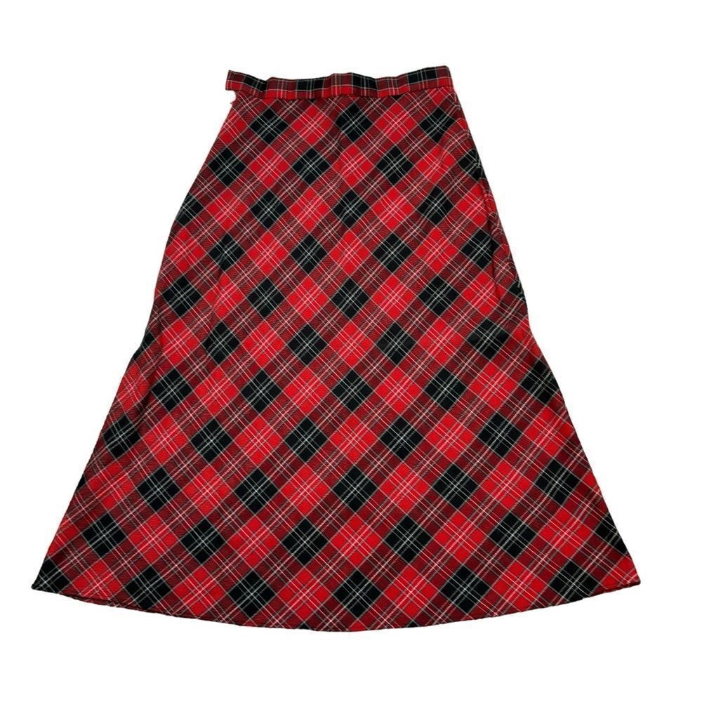 Ladies Vintage‎ Red and Black Tartan Plaid Mini Skirt Size Small